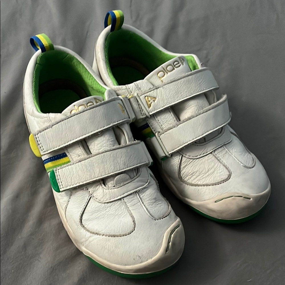 PLAE White and Green Velcro Sneakers